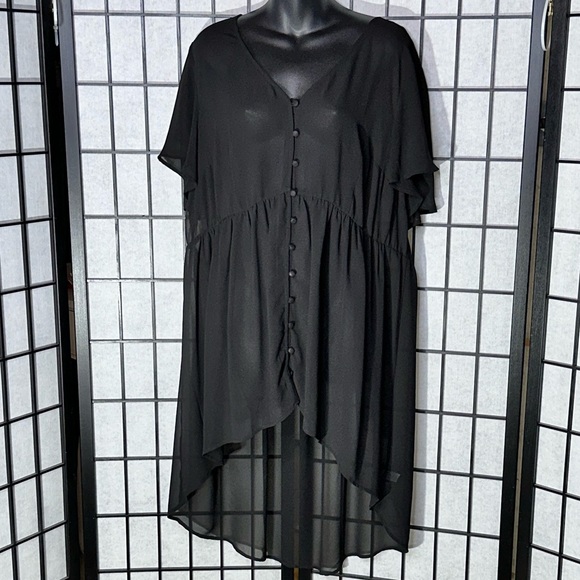 Torrid Button Front High Low Sheer Blouse Size 2 - Picture 5 of 12